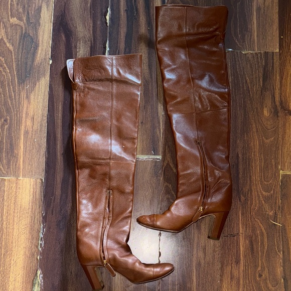 CHANEL Over the knee camel brown leather boots 39 - Picture 1 of 16